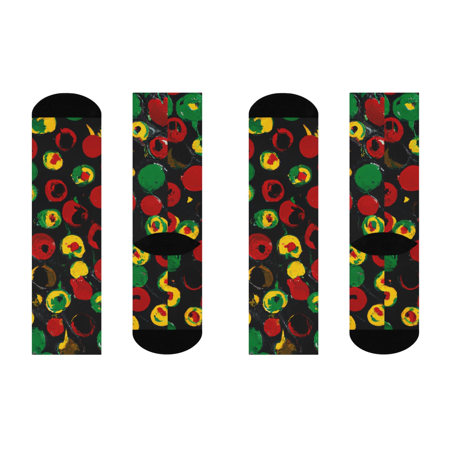 Rasta Polka Dot - AI Art - Cushioned Crew Socks