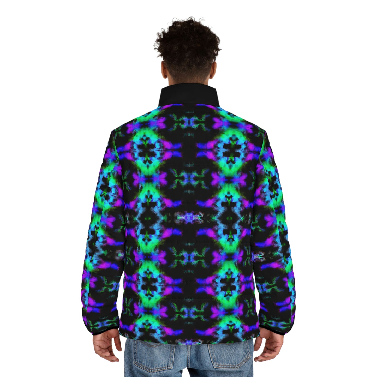 Hyperwave Fractal 4 Spaceballer Jacket - AI Art - Men's Puffer Jacket