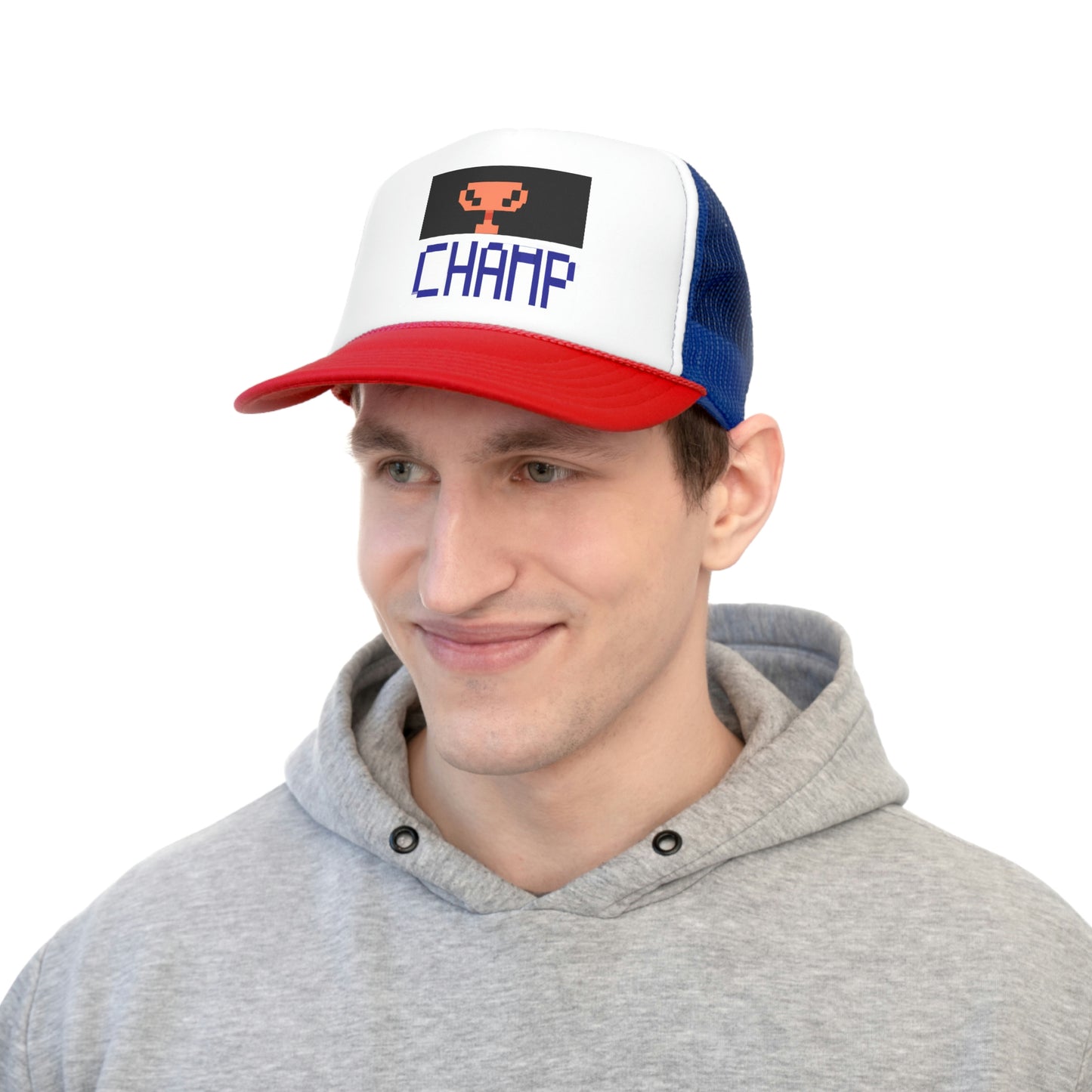 CHAMP Trophy Logo (Pixel) - AI Art - Trucker Hats