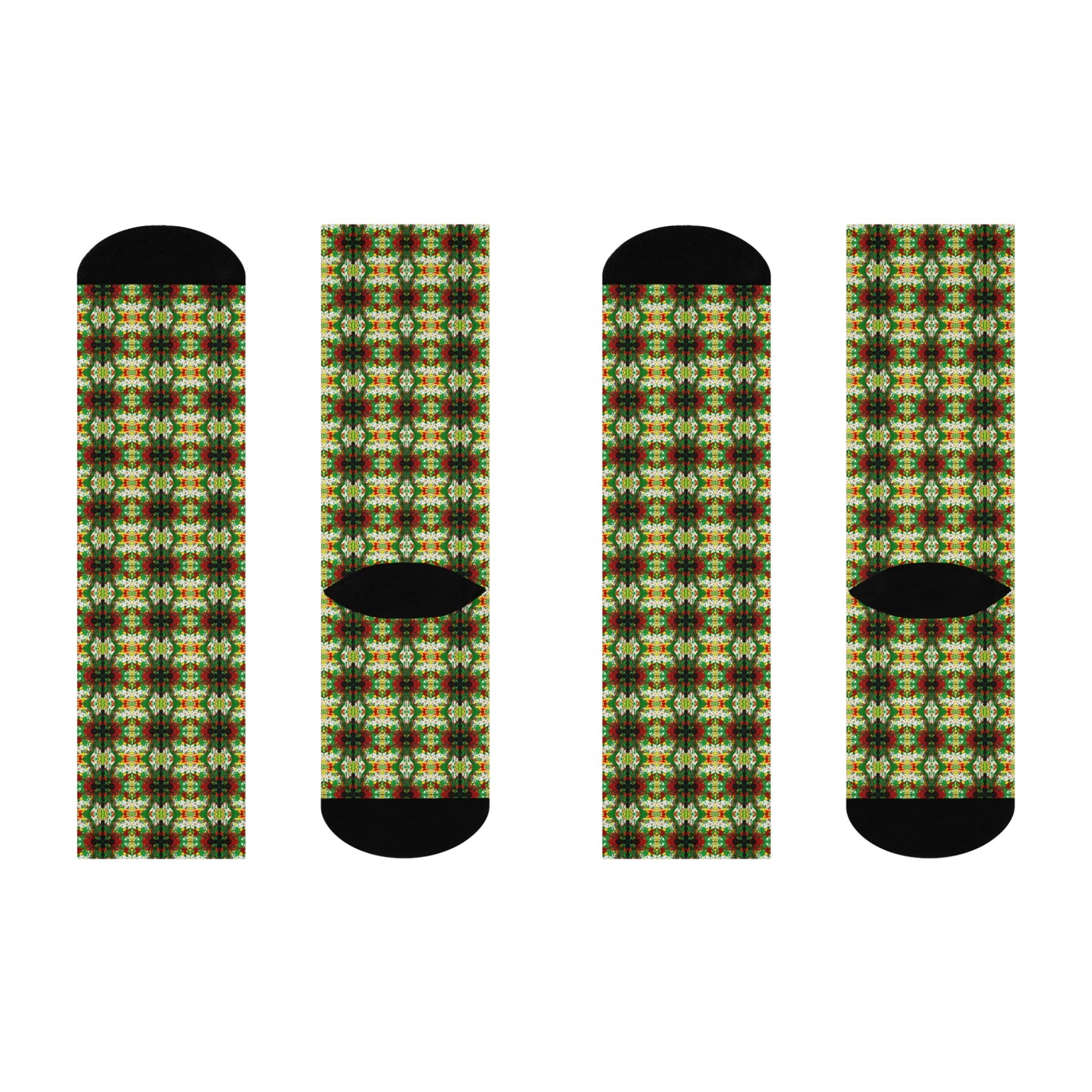 Rasta Kaleidescope 1 - AI Art - Cushioned Crew Socks