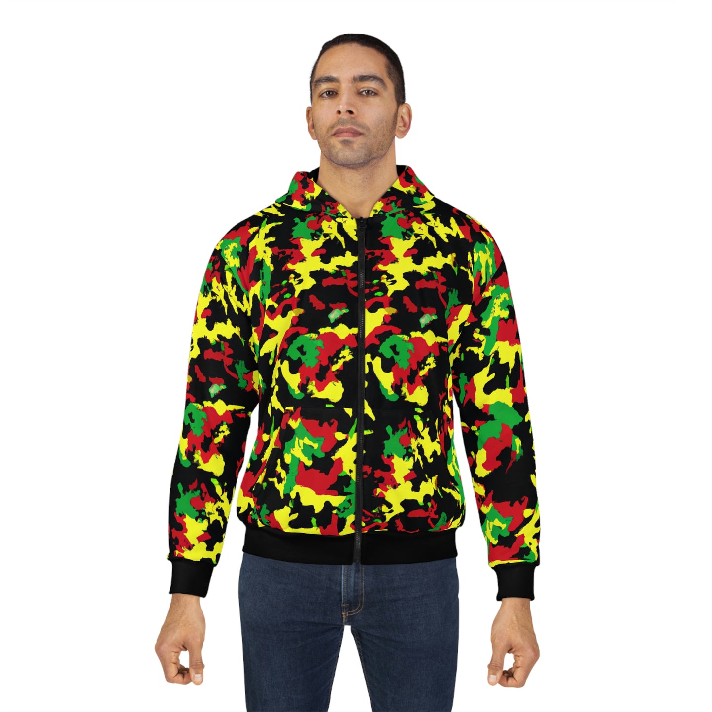 Rasta Camo - AI Art - Zip Hoodie