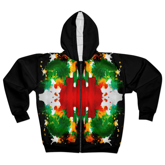 Copy of Rasta Watercolor 1 (Black) - AI Art - Zip Hoodie