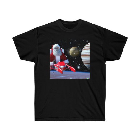 Santa Flying by Jupiter  - AI Art - Ultra Cotton Tee