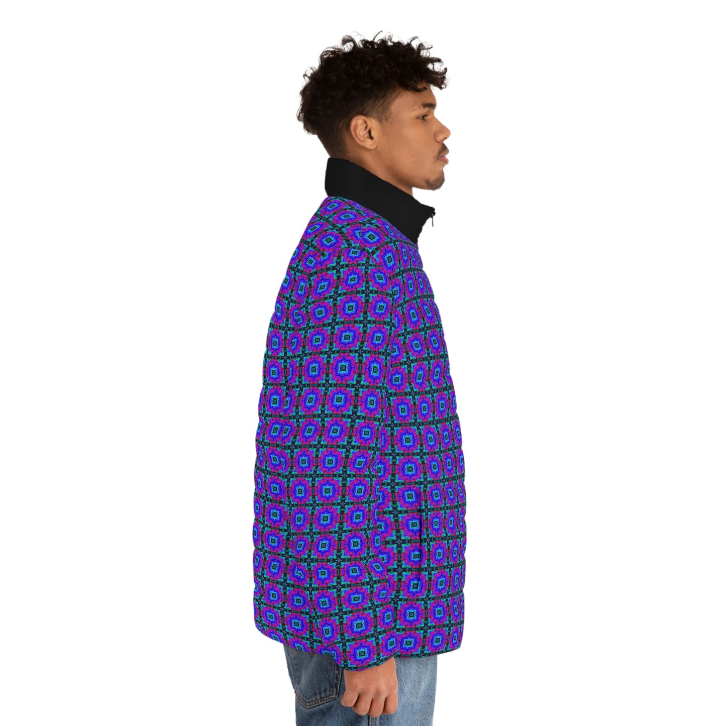 Vaporwave Purple Spaceballer Jacket - AI Art - Men's Puffer Jacket