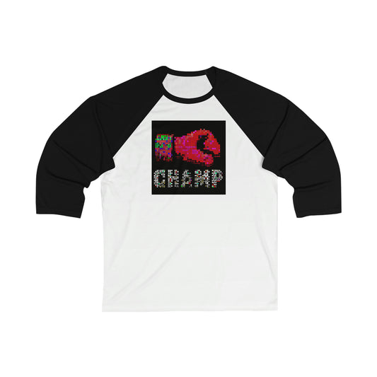 CHAMP (Alt Logo 3 Pixel Art Boxing Glove) - AI Art - 3\4 Sleeve Baseball Tee