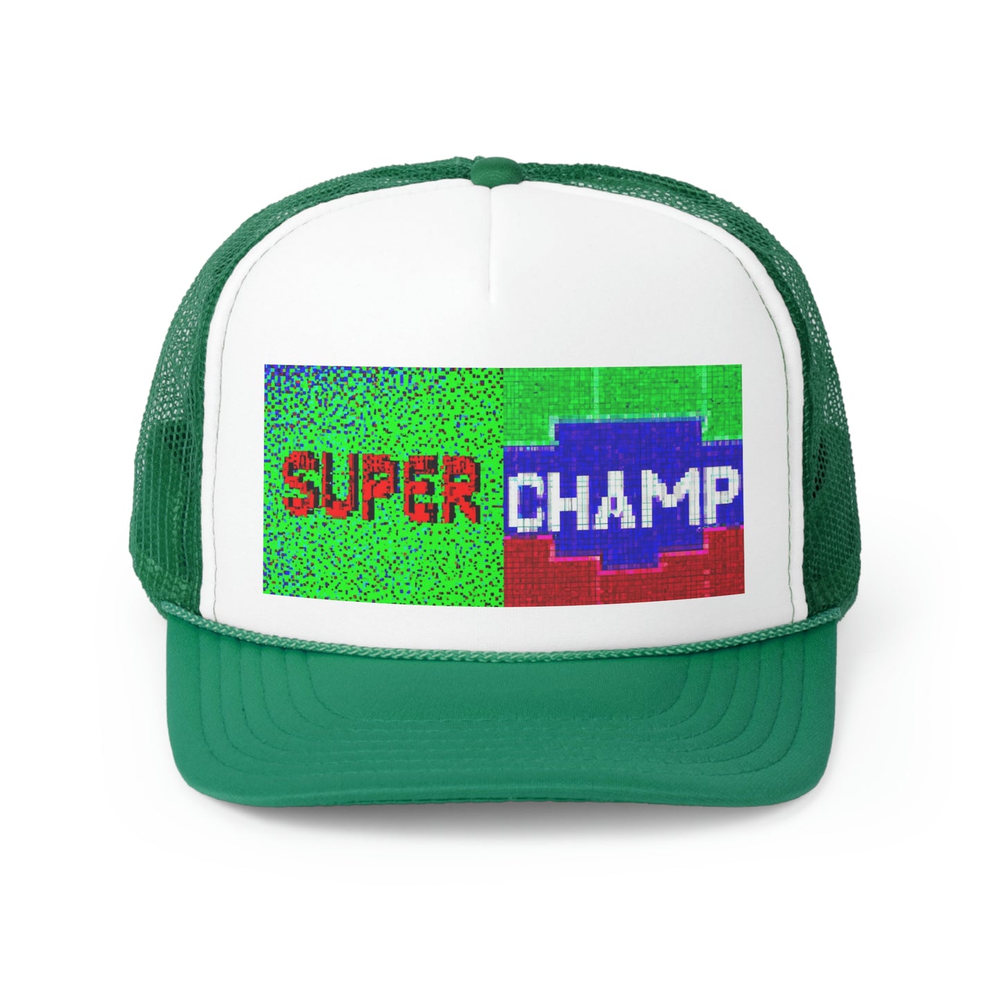 SUPER CHAMP (Alt Logo 4 Pixel) - AI Art - Trucker Hats