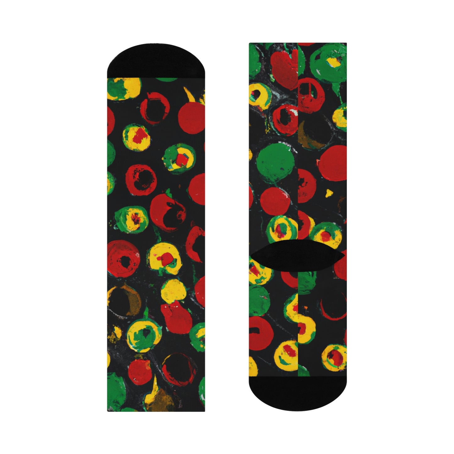 Rasta Polka Dot - AI Art - Cushioned Crew Socks