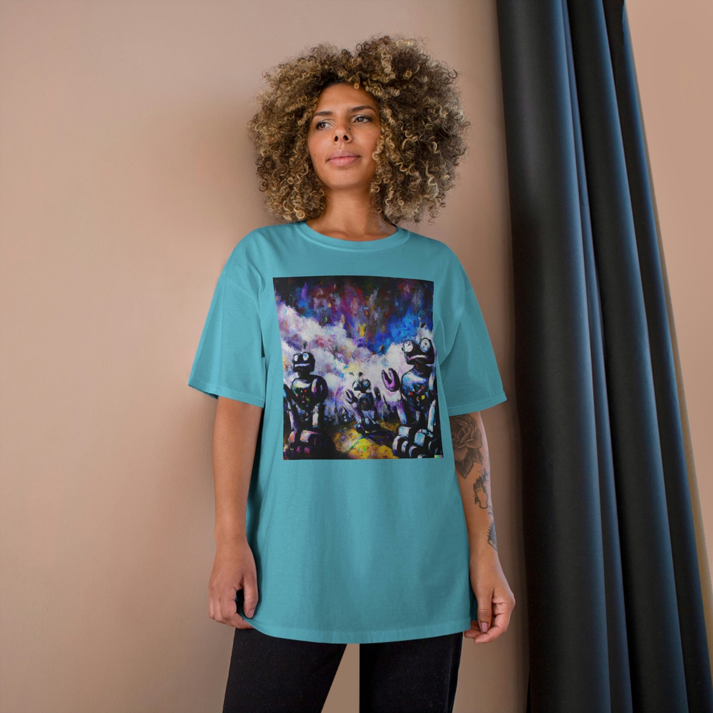 Robots in Space 3 - AI Art - Champion T-Shirt