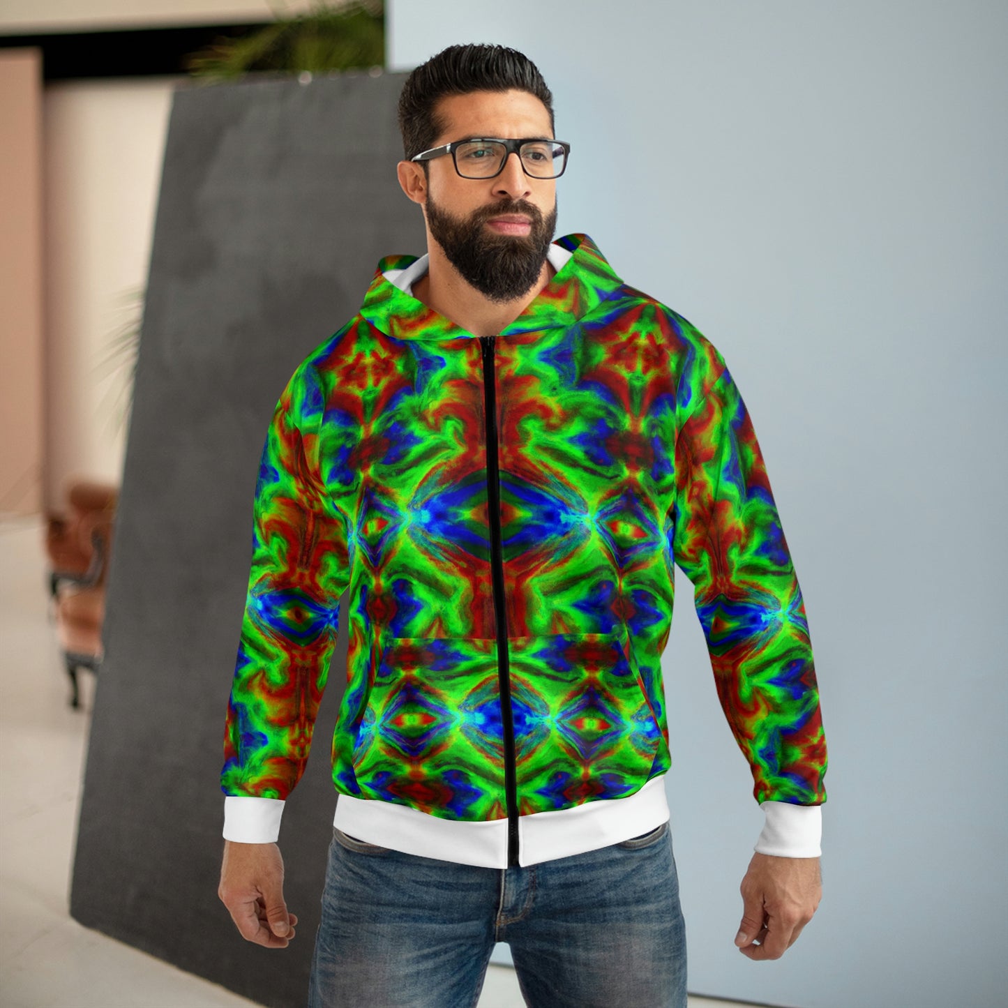 Hyperwave Deemster 1 - AI Art - Zip Hoodie