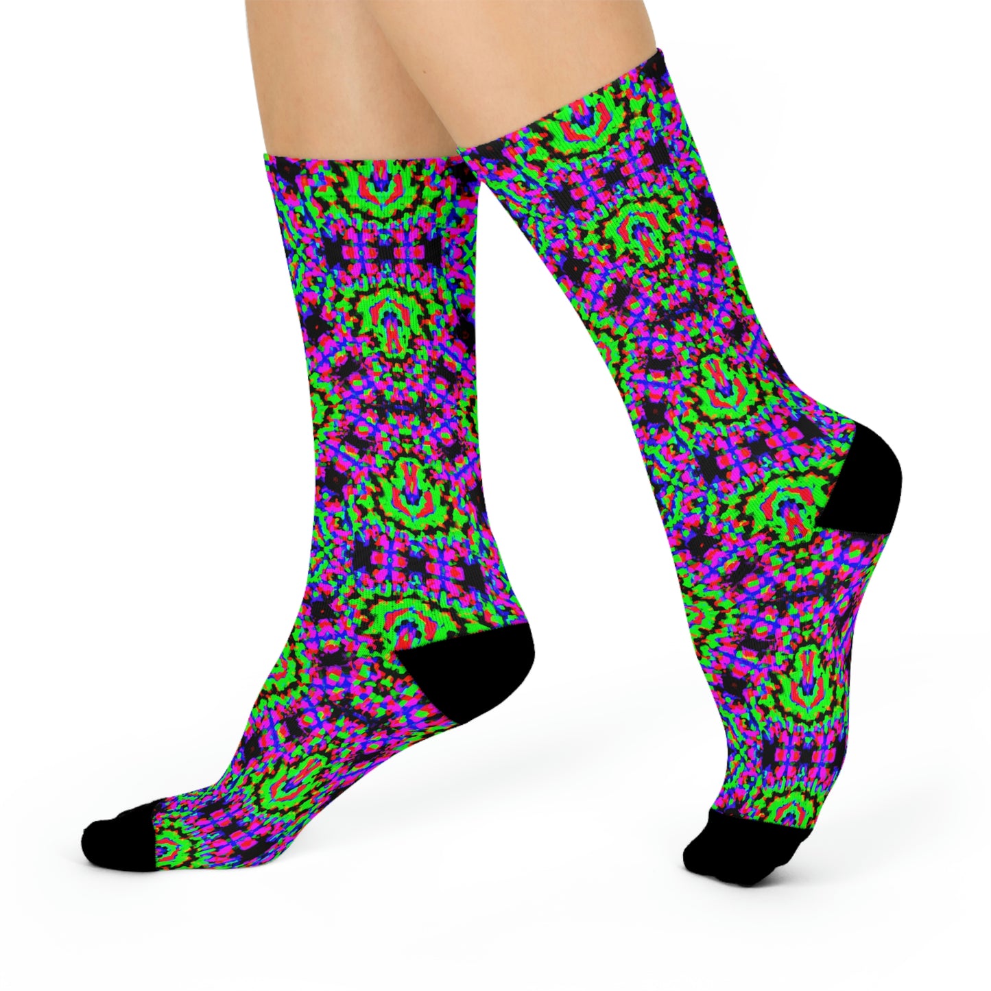 Hyperwave Fractal 2 - AI Art - Crew Socks