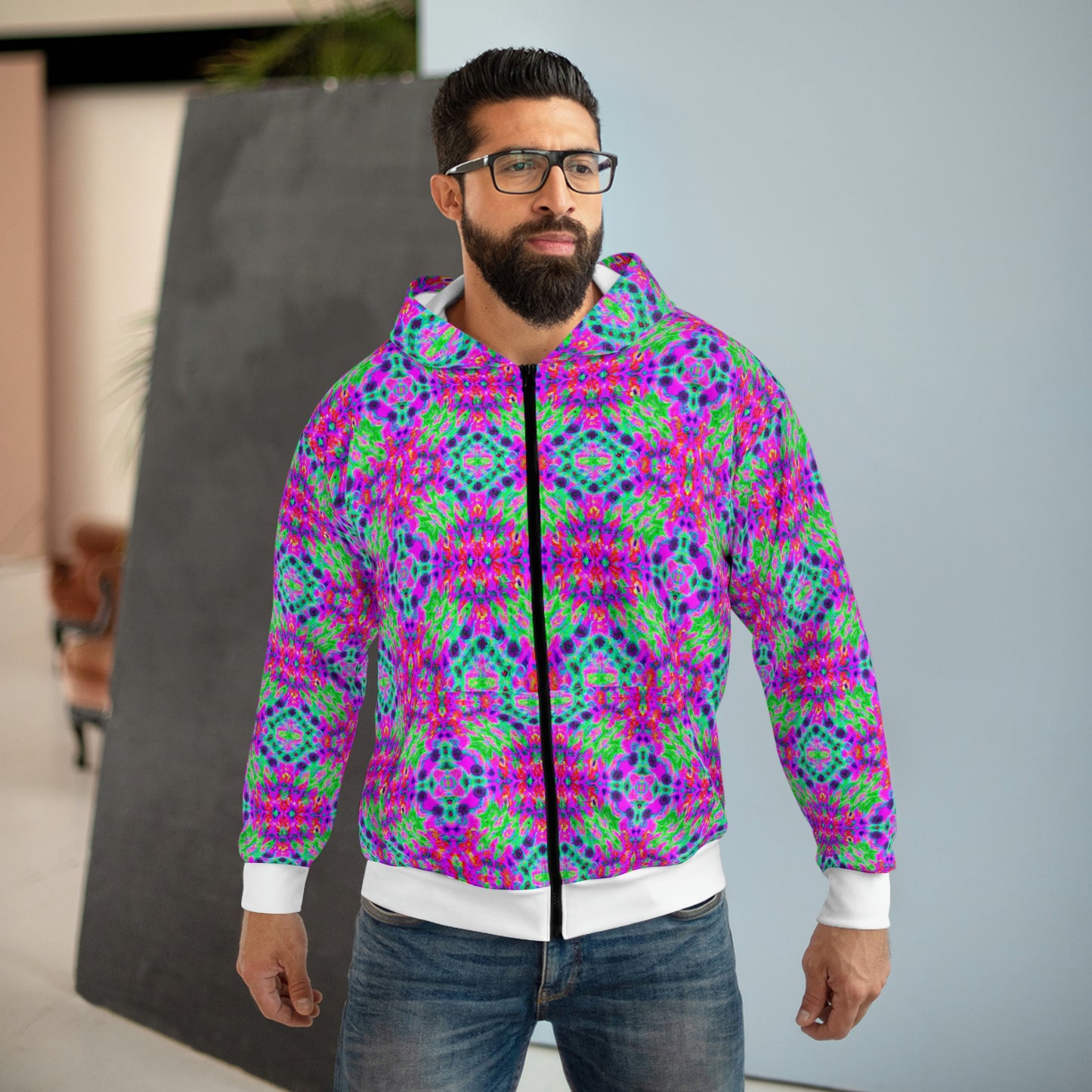 Hyperwave Fractal 5 - AI Art - Zip Hoodie