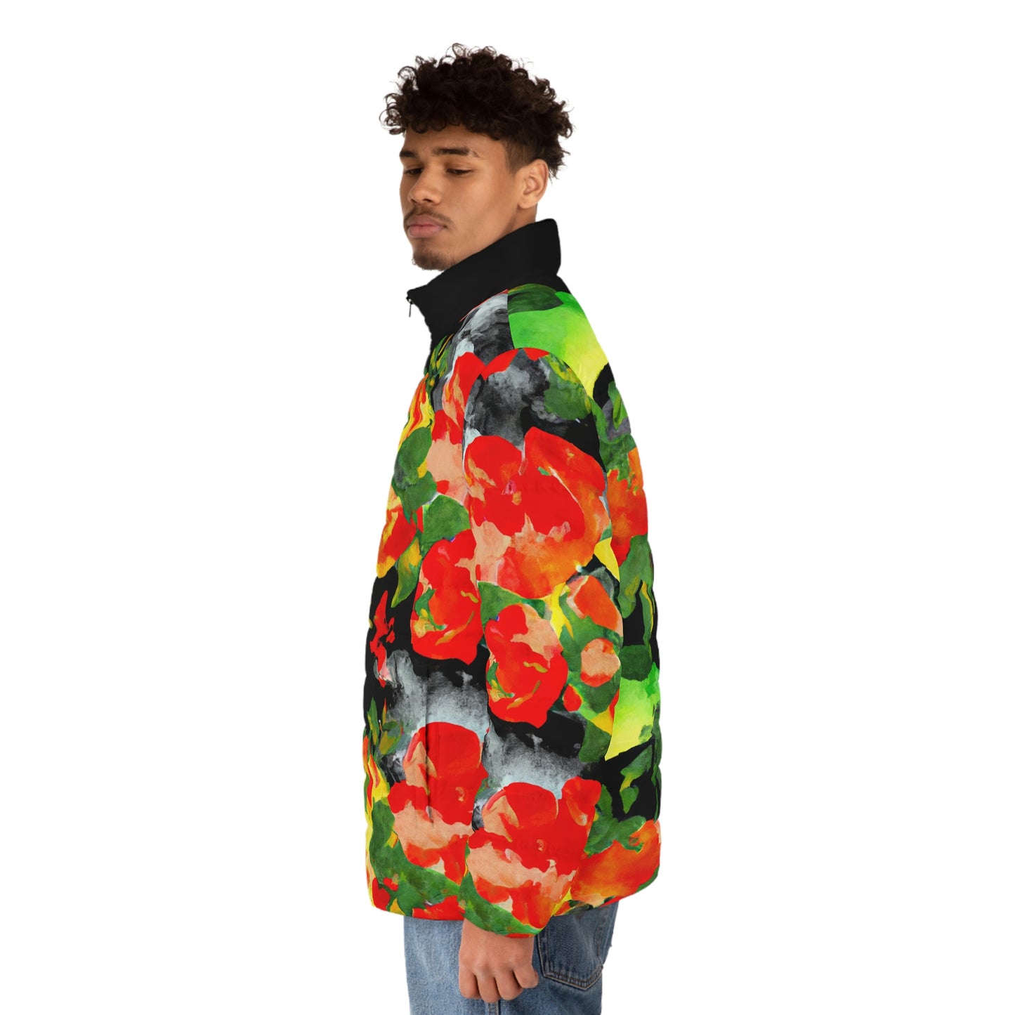 Peach Tree Watercolor Spaceballer Jacket - AI Art - Men's Puffer Jacket