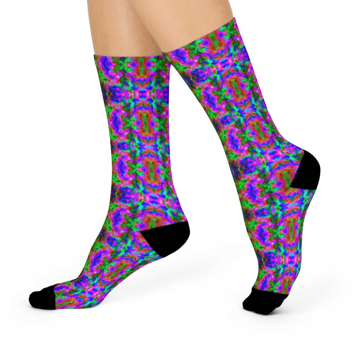 Hyperwave Tie-Dye 4 - AI Art - Crew Socks