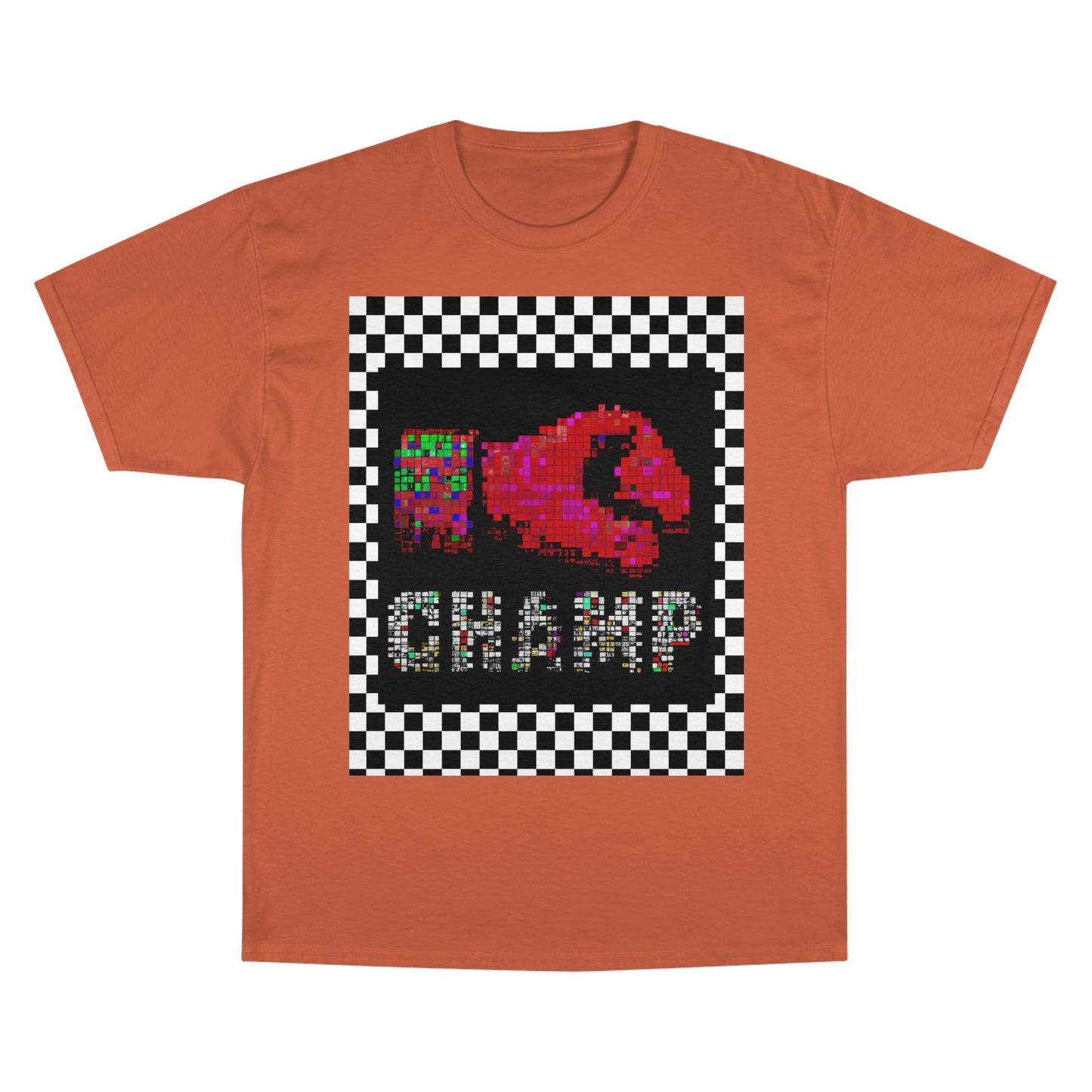 Checkered (CHAMP Logo 3 8-bit Boxing Glove) - Champion T-Shirt