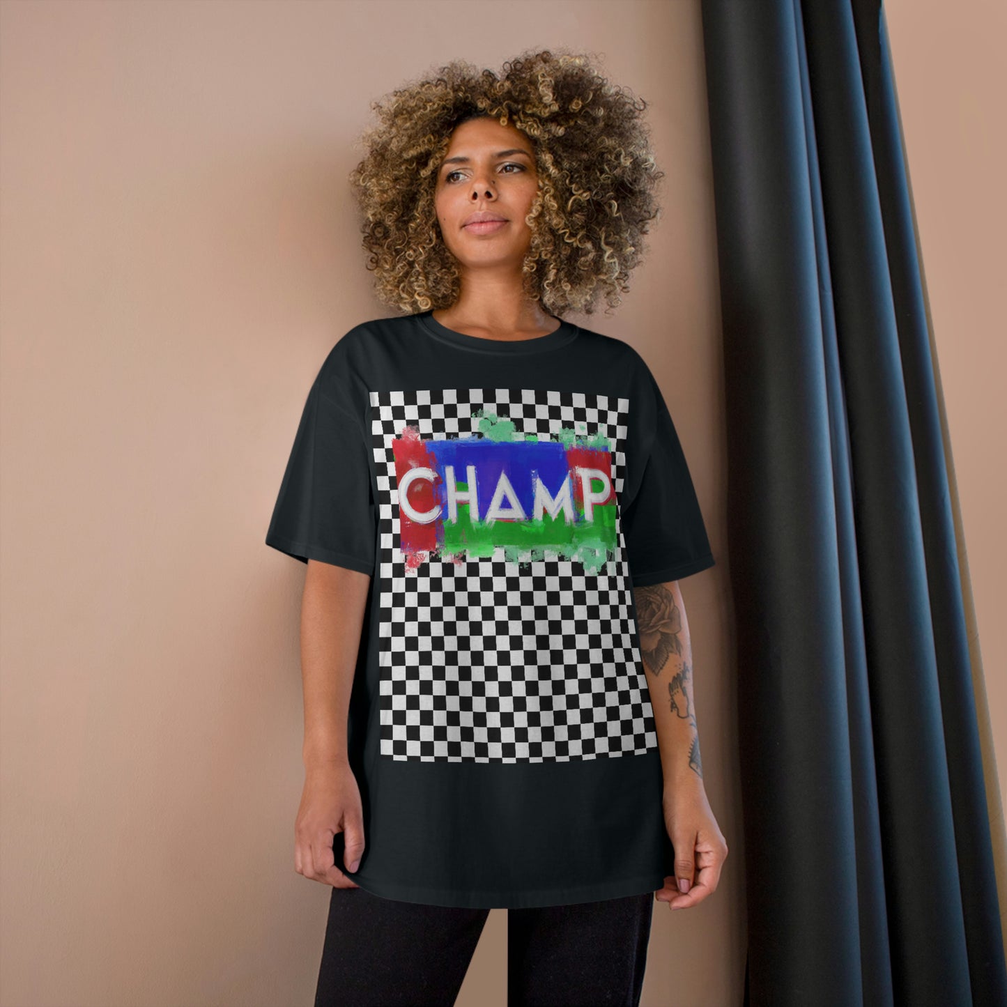 Checkered (CHAMP Logo 1) - Champion T-Shirt