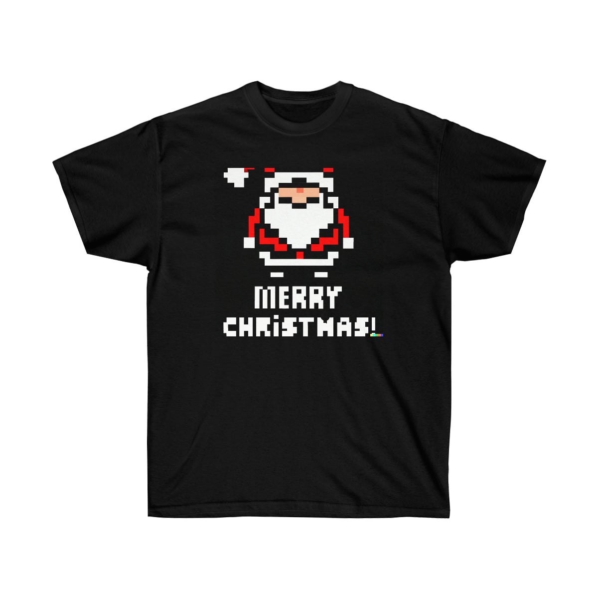 Santa Claus "MERRY CHRISTMAS" - AI 8-bit Pixel Art - Ultra Cotton Tee