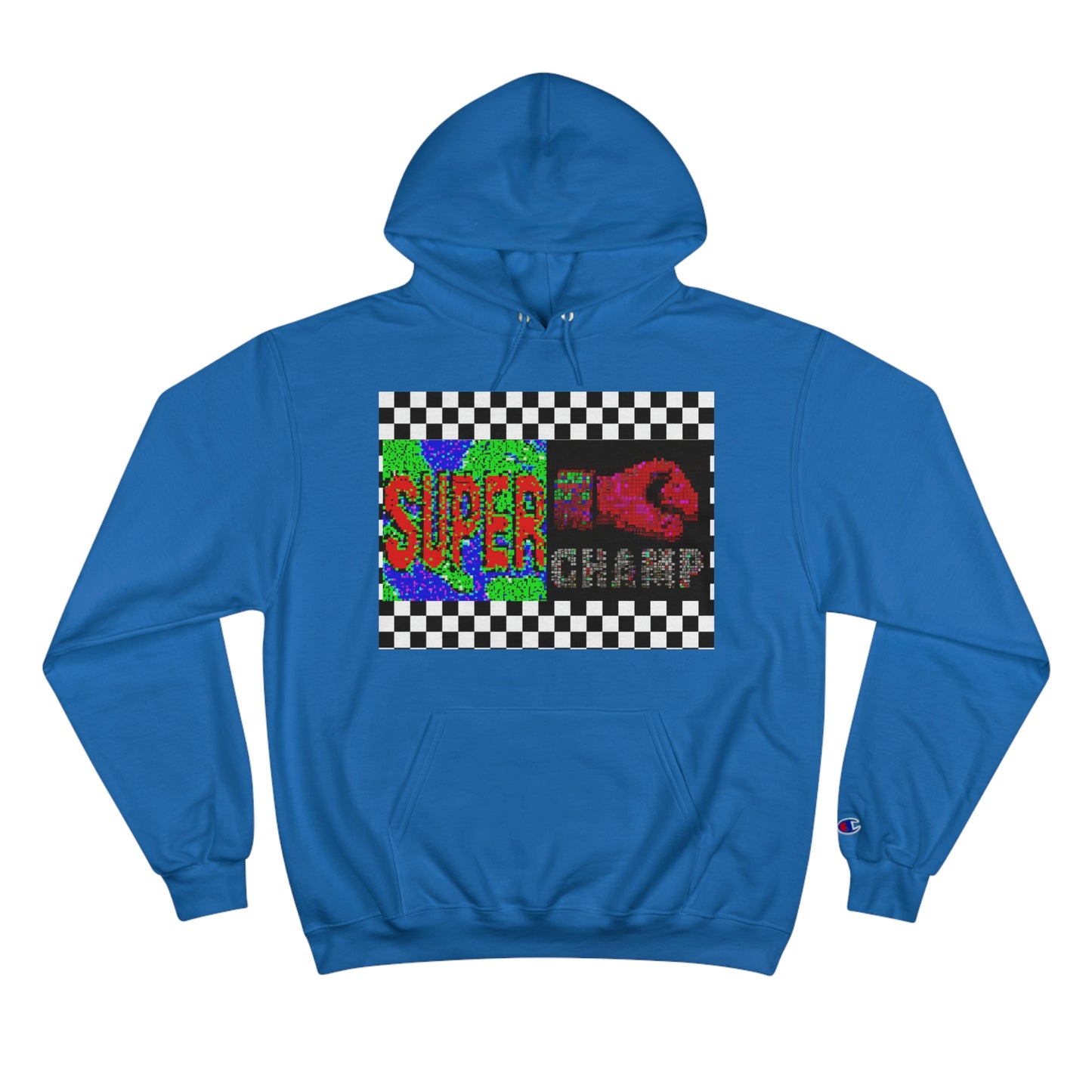 Checkered Flag (SUPER CHAMP Logo 3 8-bit) - Champion Hoodie