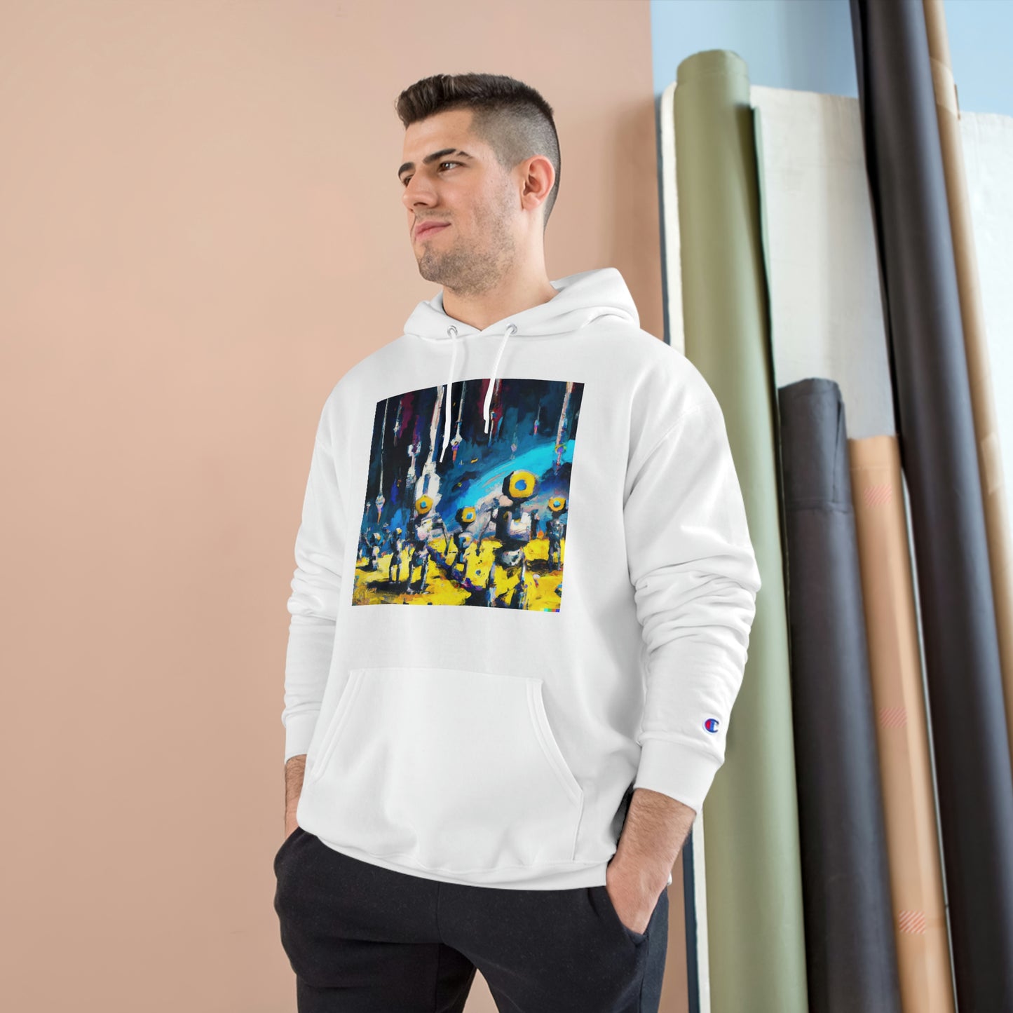 Robots in Space 1 - AI Art - Champion Hoodie