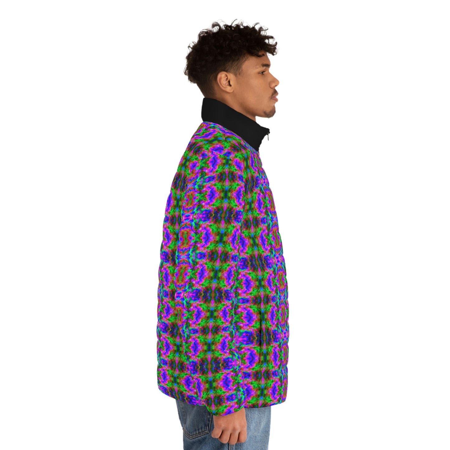 Hyperwave Tie-Dye 4 Spaceballer Jacket - AI Art - Men's Puffer Jacket