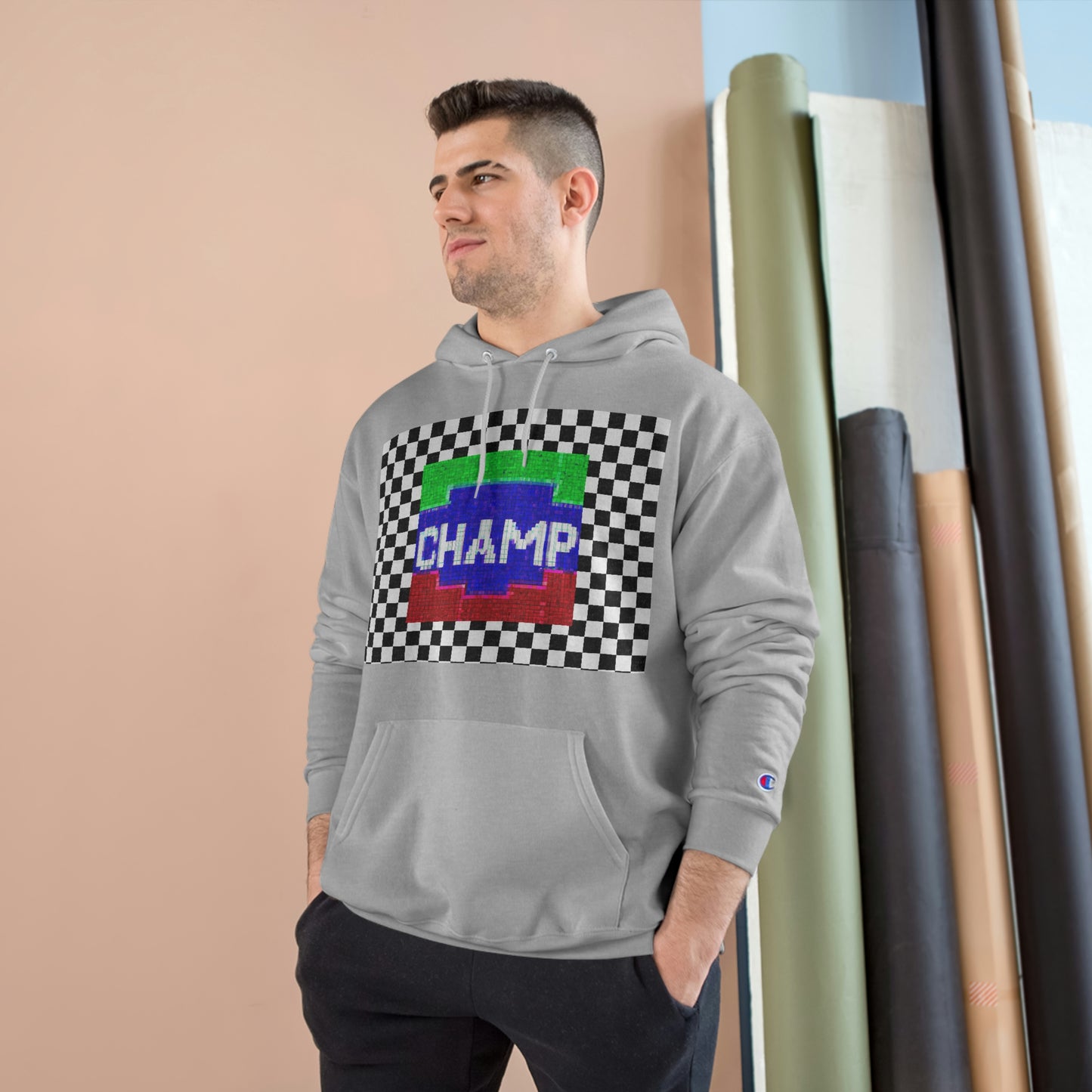 Checkered Flag (CHAMP Logo 2 8-bit) - Champion Hoodie