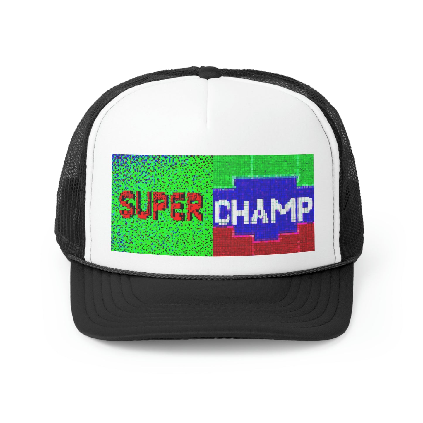 SUPER CHAMP (Alt Logo 4 Pixel) - AI Art - Trucker Hats