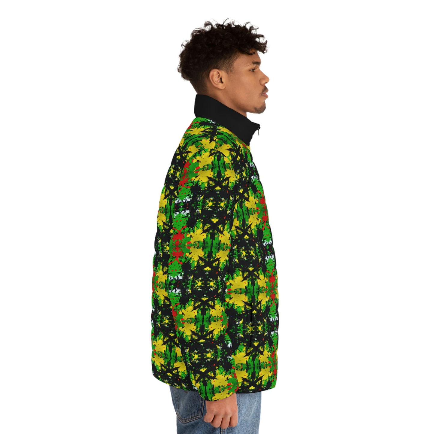 Rasta Star 1 - AI Art - Men's Puffer Jacket