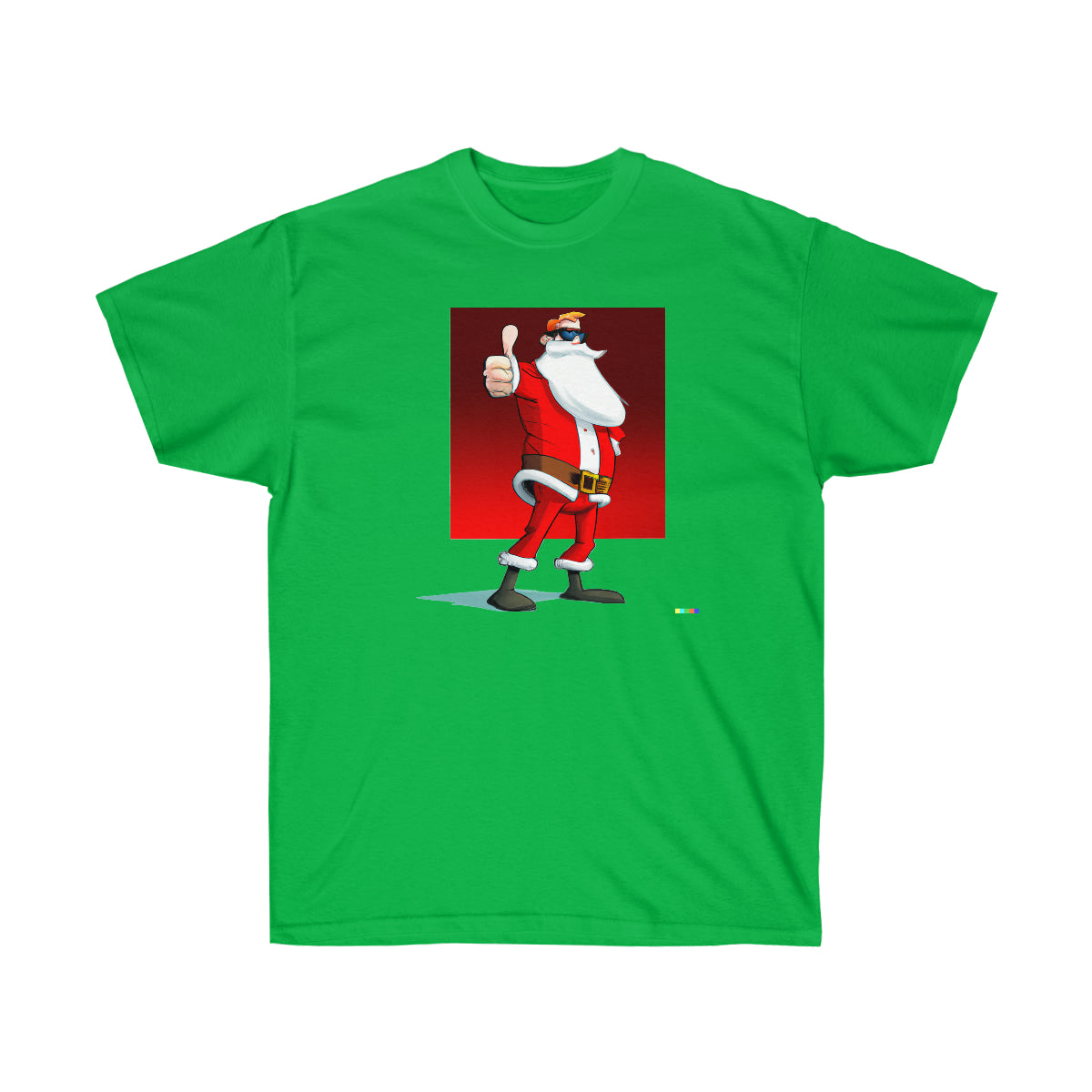 Santa in his 40's (Shades, Thumbs Up) - AI Cartoon Art - Ultra Cotton Tee