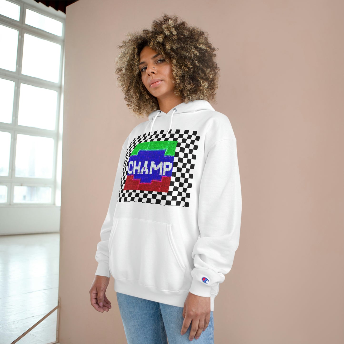 Checkered Flag (CHAMP Logo 2 8-bit) - Champion Hoodie