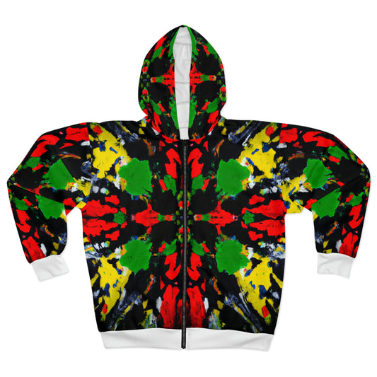 Rasta Quad Symmetry 1 - AI Art - Zip Hoodie