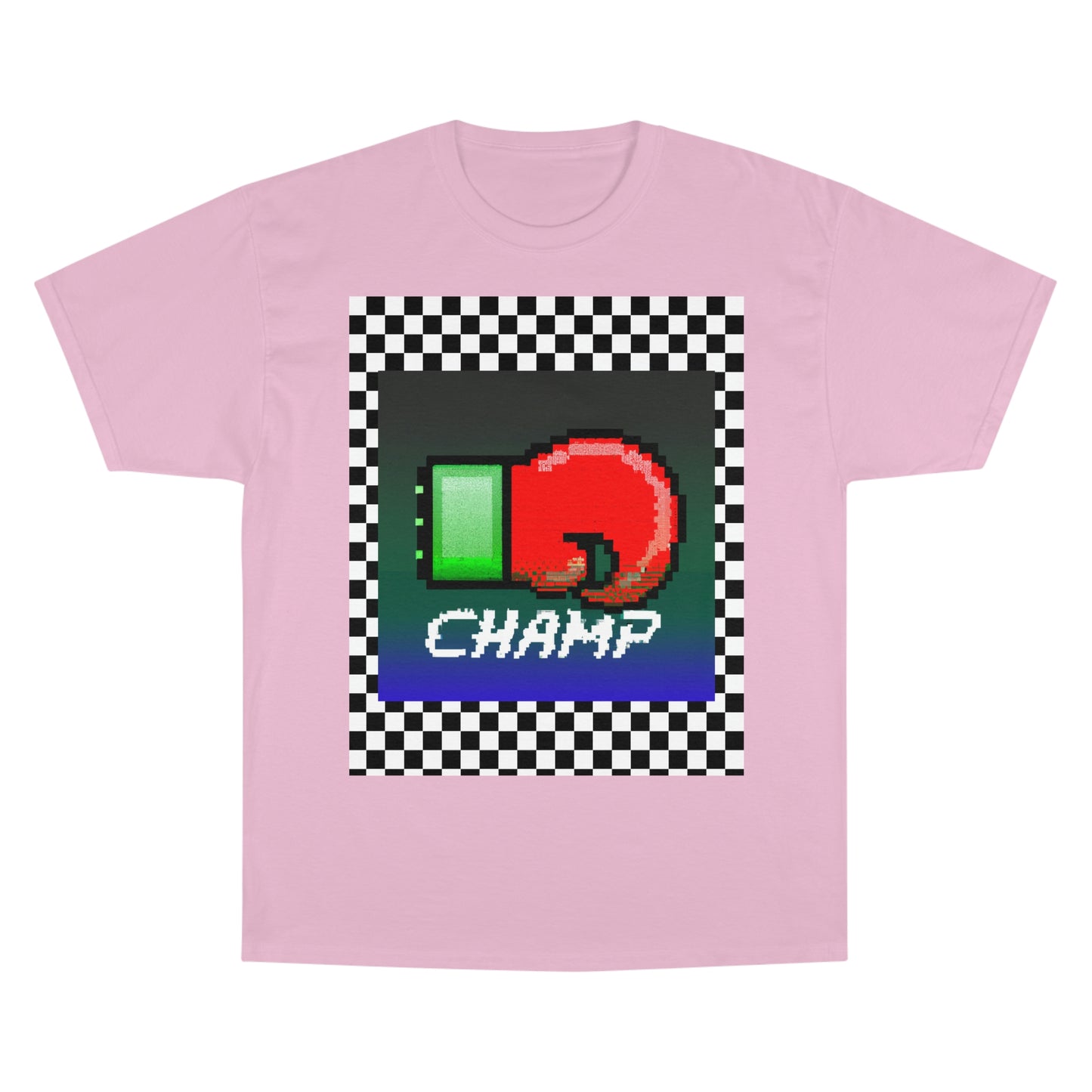 Checkered (CHAMP Logo 4 8-bit Boxing Glove) - Champion T-Shirt