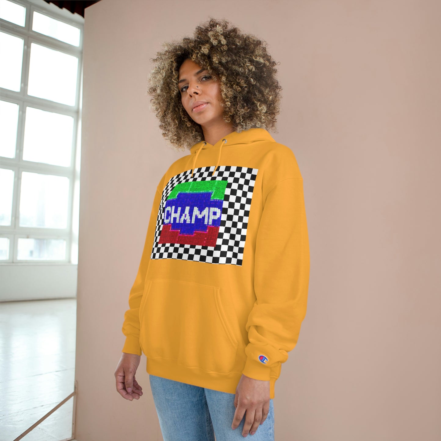 Checkered Flag (CHAMP Logo 2 8-bit) - Champion Hoodie