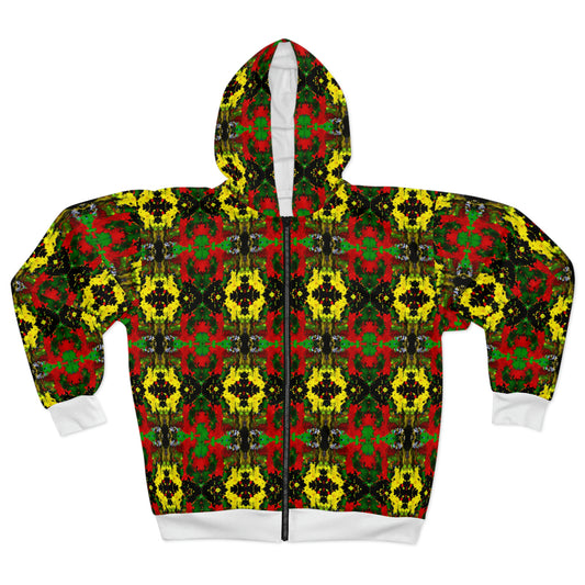 Rasta Kaleidescope 3 - AI Art - Zip Hoodie