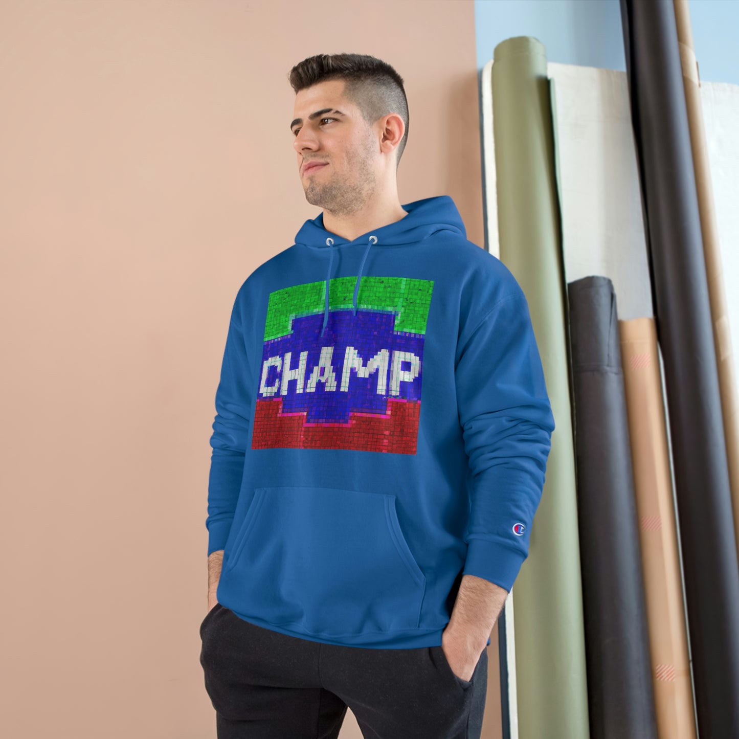 CHAMP (Alt Logo 1 Pixel Art) - AI Art - Champion Hoodie