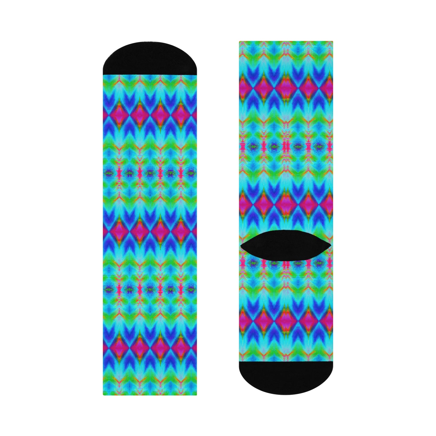 Hyperwave Argyle 1 - AI Art - Crew Socks