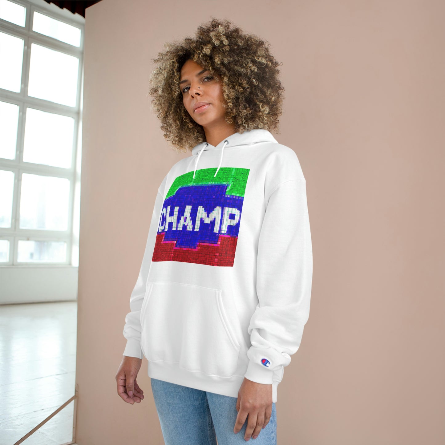 CHAMP (Alt Logo 1 Pixel Art) - AI Art - Champion Hoodie