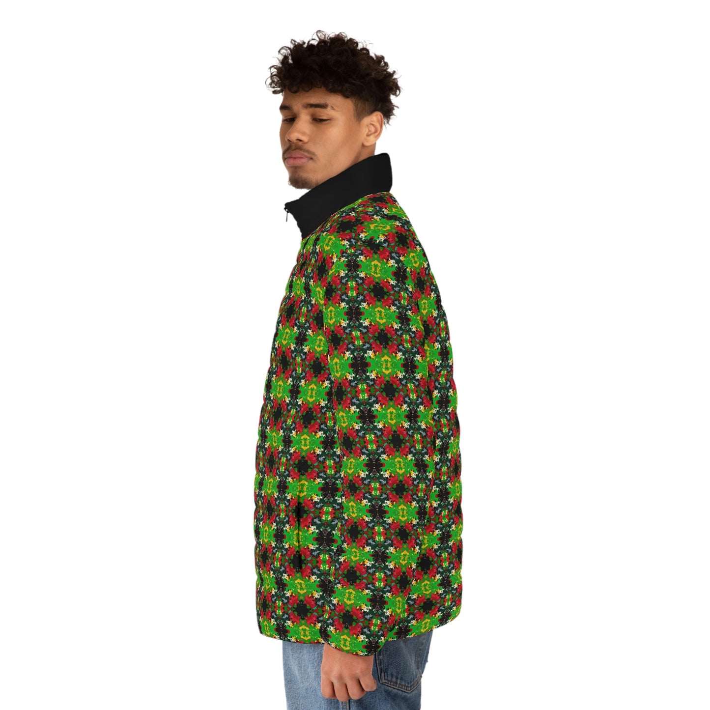 Rasta Kaleidescope 2 (Pattern) - AI Art - Men's Puffer Jacket