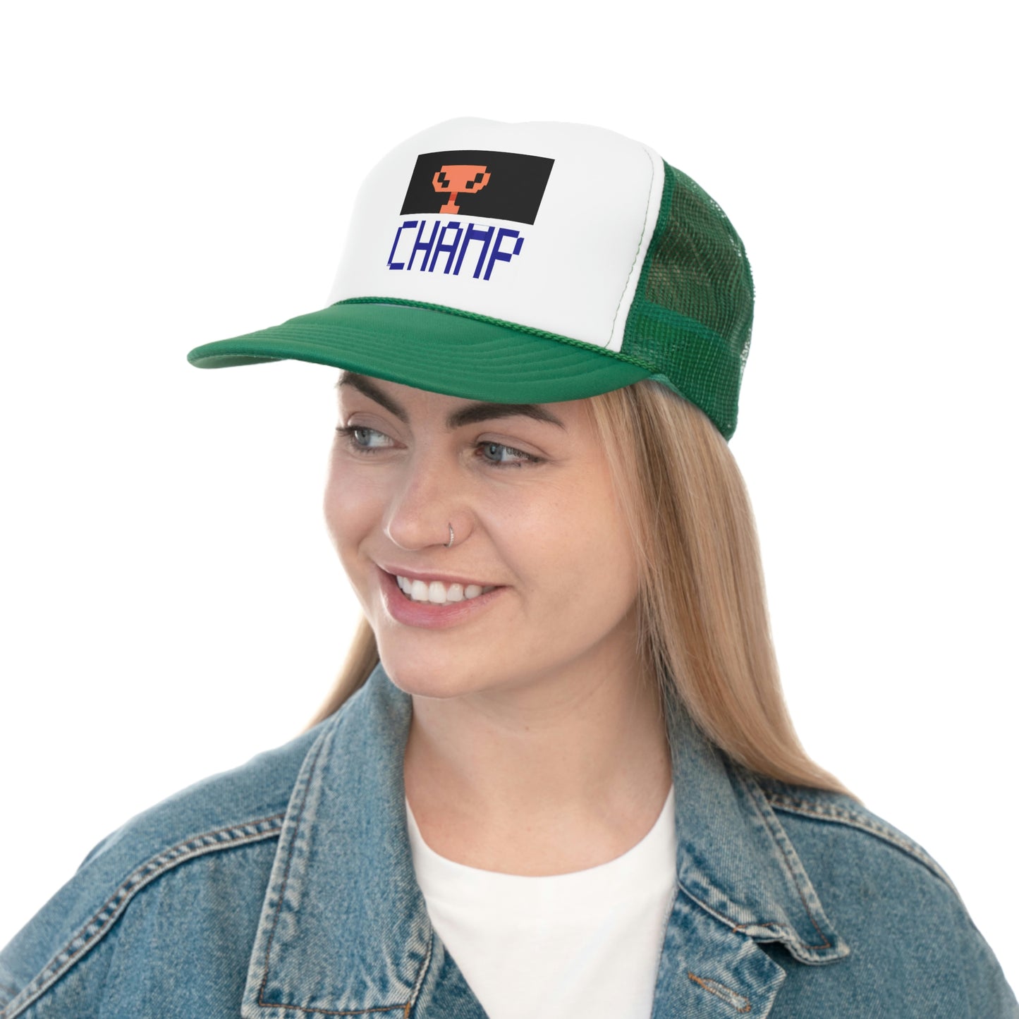 CHAMP Trophy Logo (Pixel) - AI Art - Trucker Hats