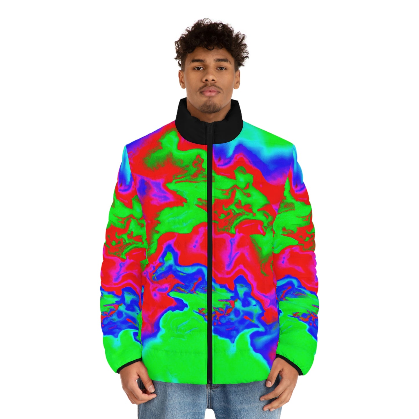 Topographical Radar Spaceballer Jacket - AI Art - Men's Puffer Jacket