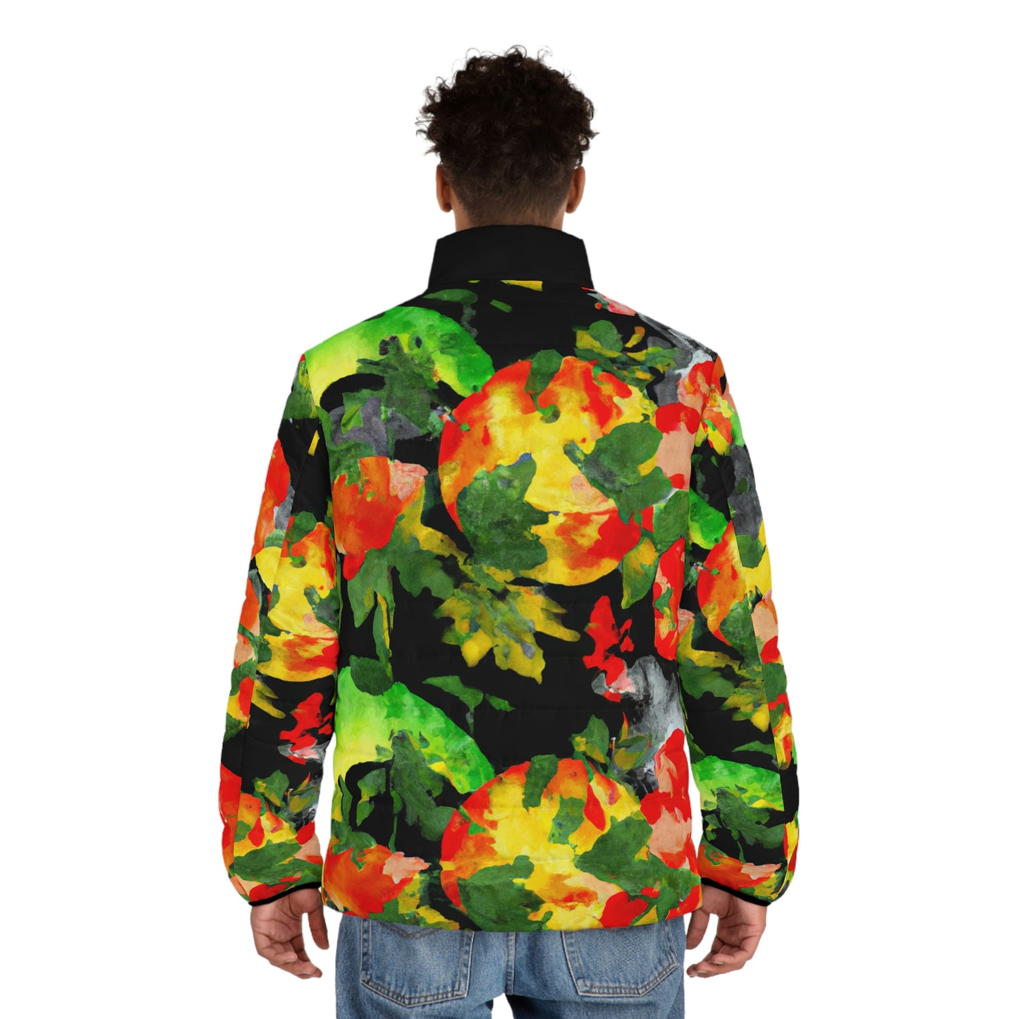 Peach Tree Watercolor Spaceballer Jacket - AI Art - Men's Puffer Jacket