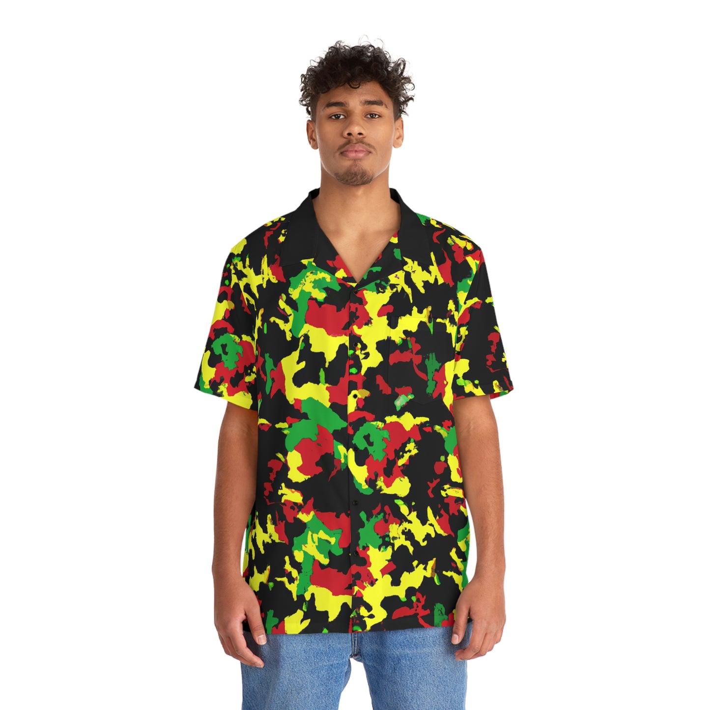 Rasta Camo - AI Art - Men's Hawaiian Shirt