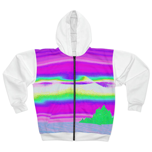 Hyperwave Island (Surfer Style) - AI Art - Zip Hoodie