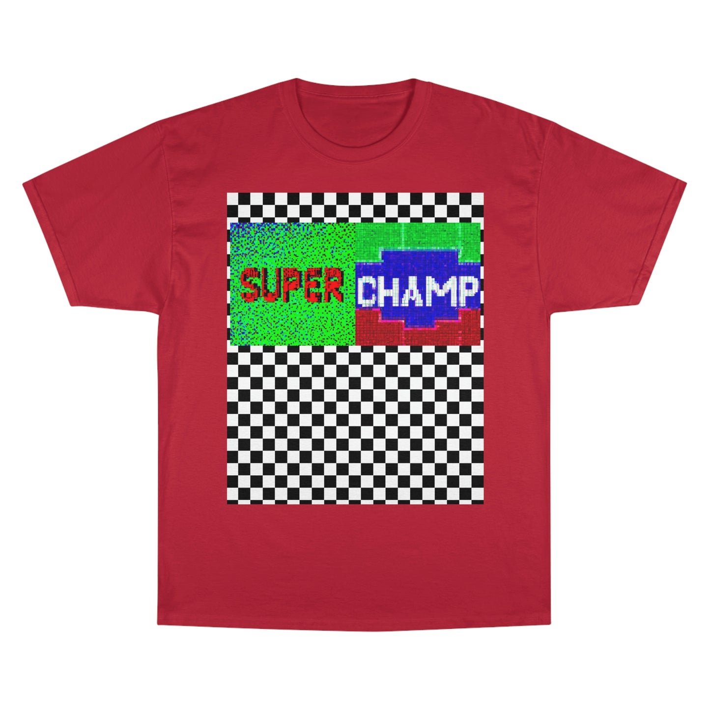 Checkered (SUPER CHAMP Logo 2 8-bit) - Champion T-Shirt