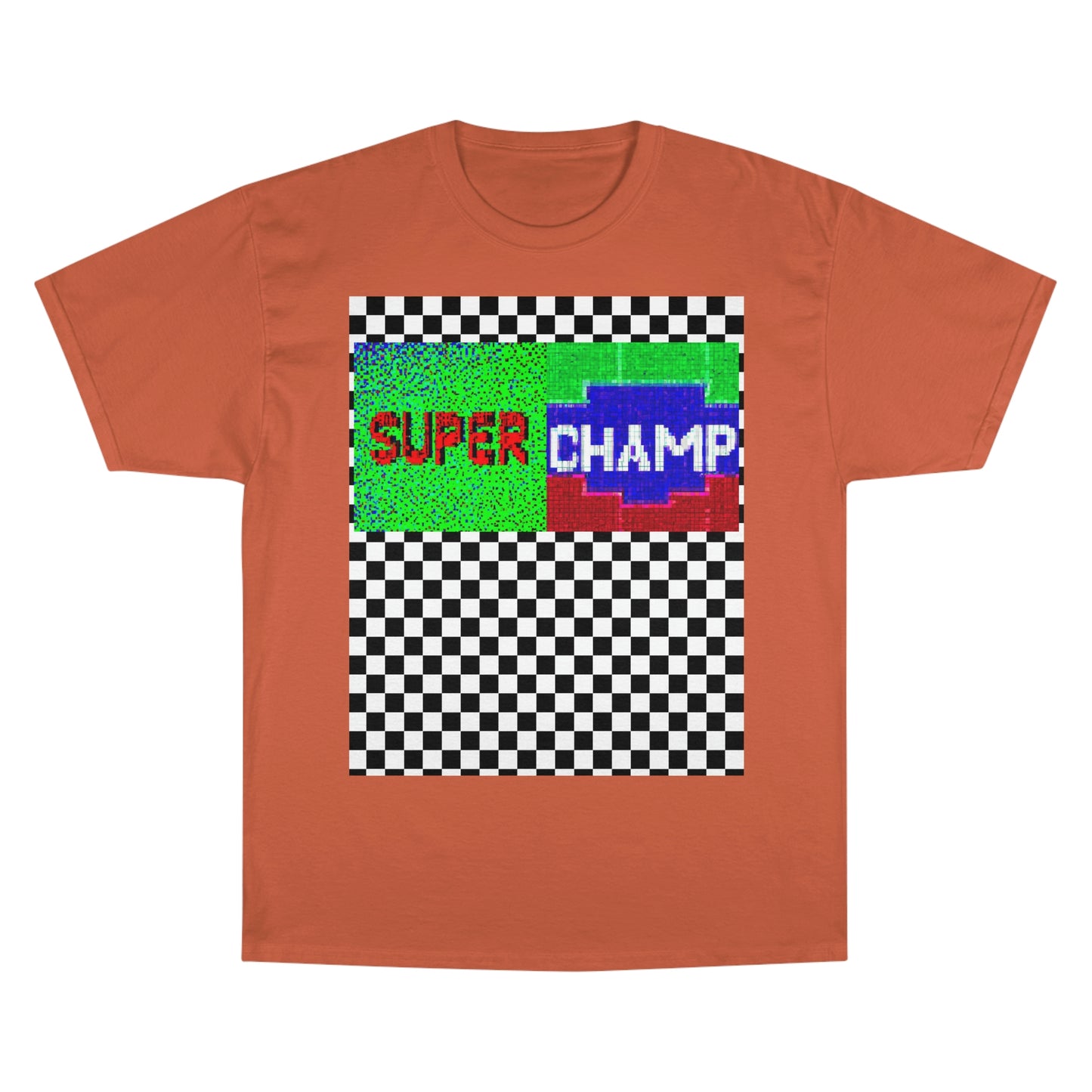 Checkered (SUPER CHAMP Logo 2 8-bit) - Champion T-Shirt