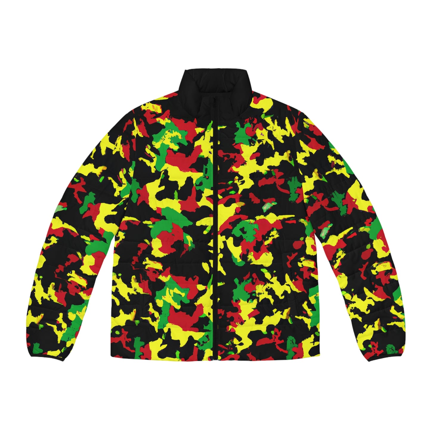 Rasta Camo Spaceballer Jacket - AI Art - Men's Puffer Jacket