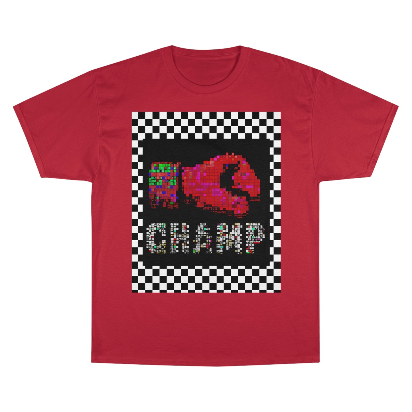 Checkered (CHAMP Logo 3 8-bit Boxing Glove) - Champion T-Shirt