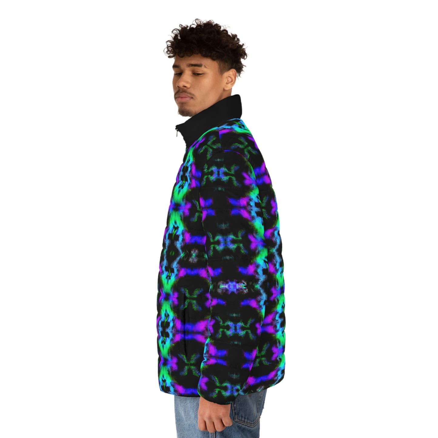 Hyperwave Fractal 4 Spaceballer Jacket - AI Art - Men's Puffer Jacket