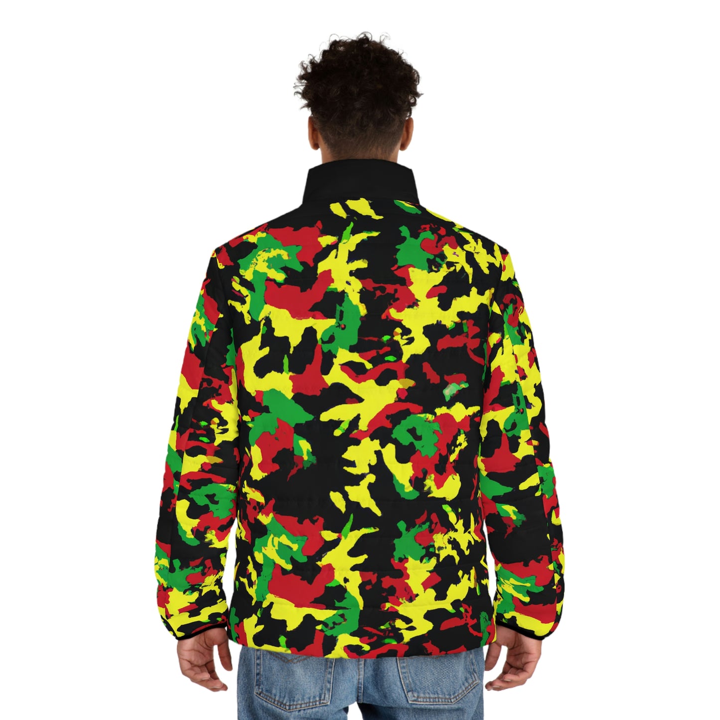 Rasta Camo Spaceballer Jacket - AI Art - Men's Puffer Jacket