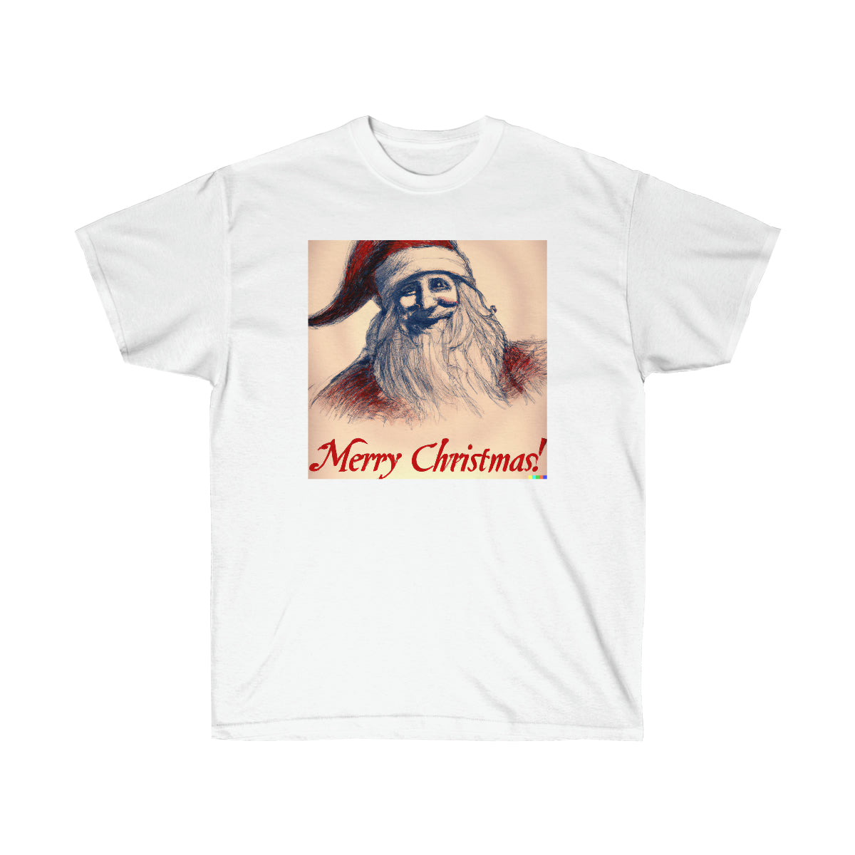 DaVinci Style Sketch of Santa Claus "Merry Christmas" - AI Art - Ultra Cotton Tee