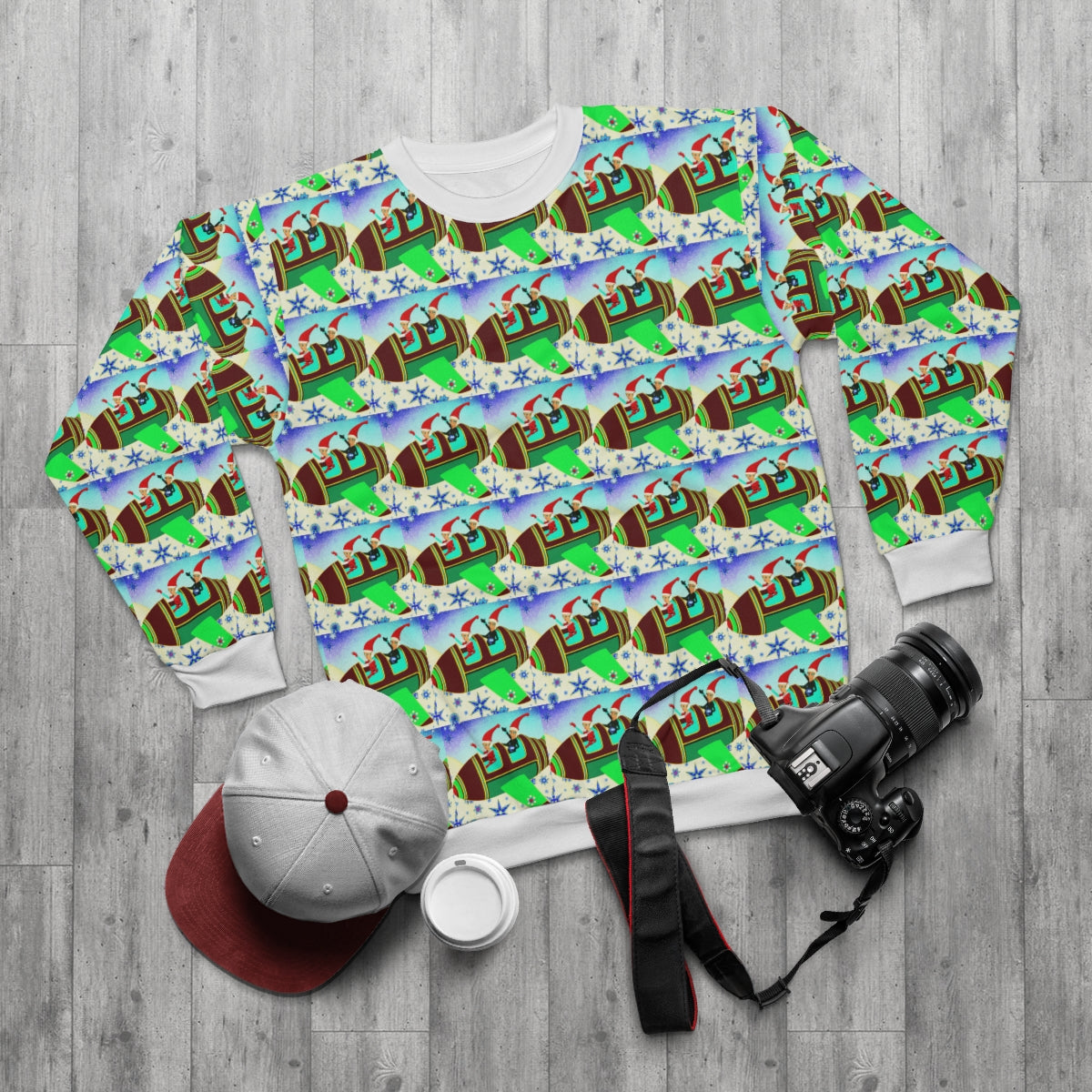 2 Elves Waving from Rocketship - Christmas and Holiday Sweatshirt