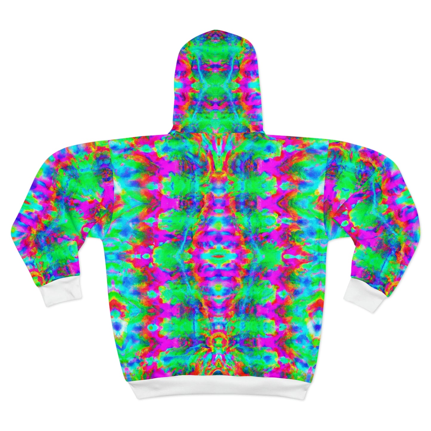 Hyperwave Tie-Dye 5 (Fully Patterned Hood) - AI Art - Zip Hoodie